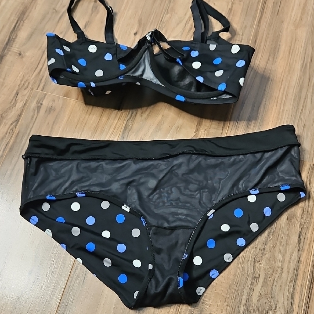 Polka Dot Plus Size Bikini - Black and Blue NWOT - Picture 15 of 15